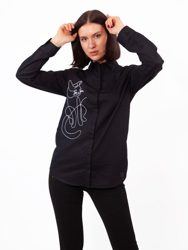 Рубашка Shipi (S-XL) Кошка black (деми)