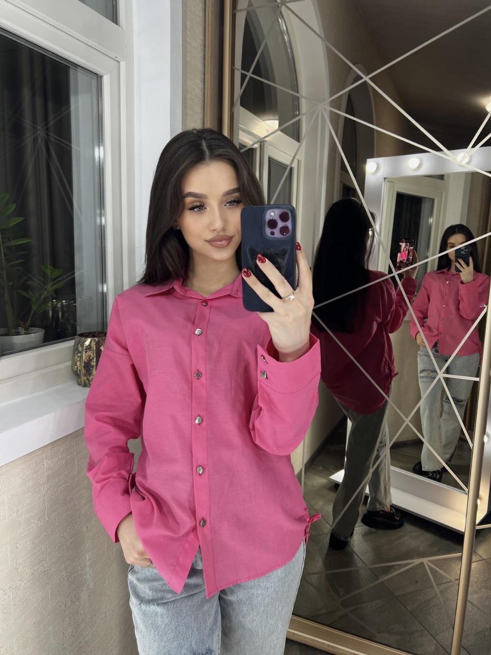 Рубашка Shipi (S-XL) 5615 pink (деми)