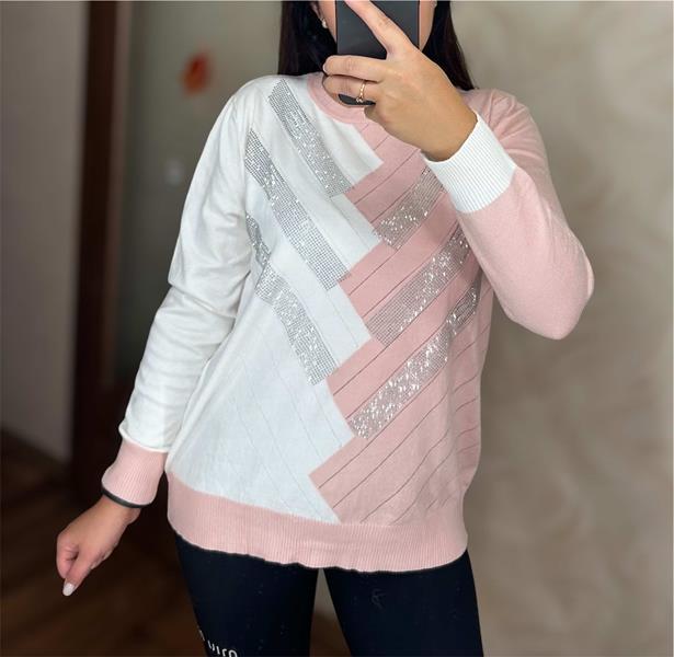 Свитер Shipi (48-54) 24044 pink-white (деми)