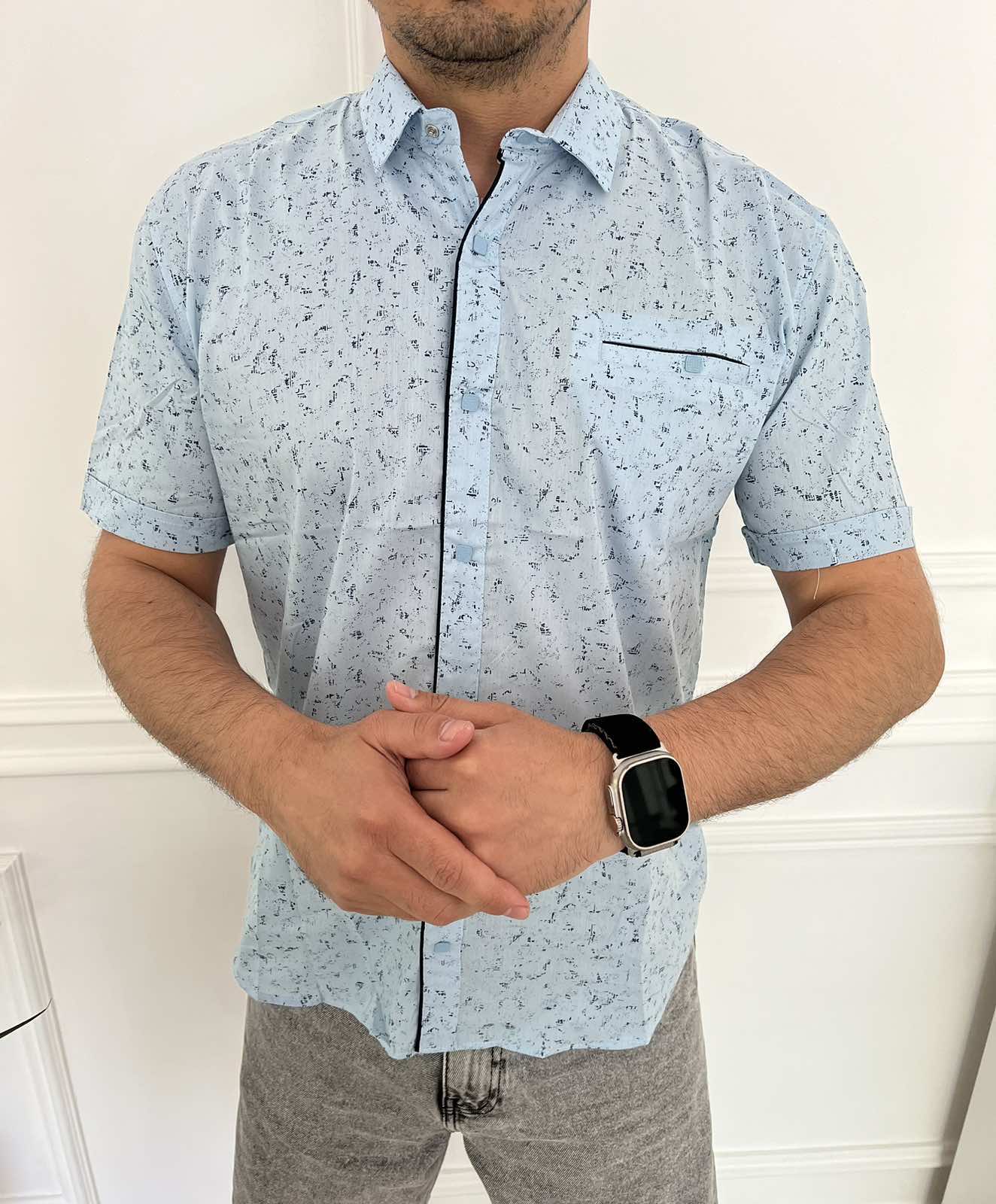 Рубашка Nik (L-2XL) 34402 l.blue (лето)