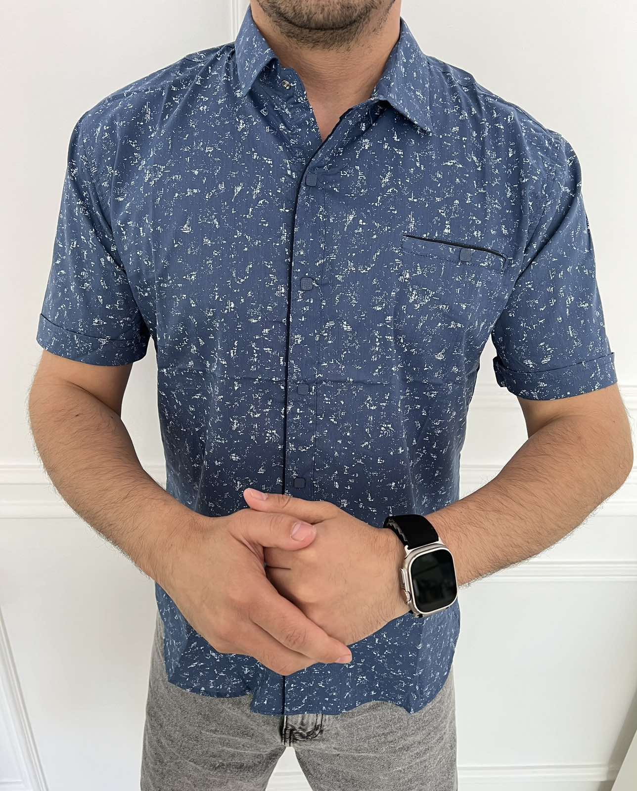 Рубашка Nik (L-2XL) 34403 blue (лето)