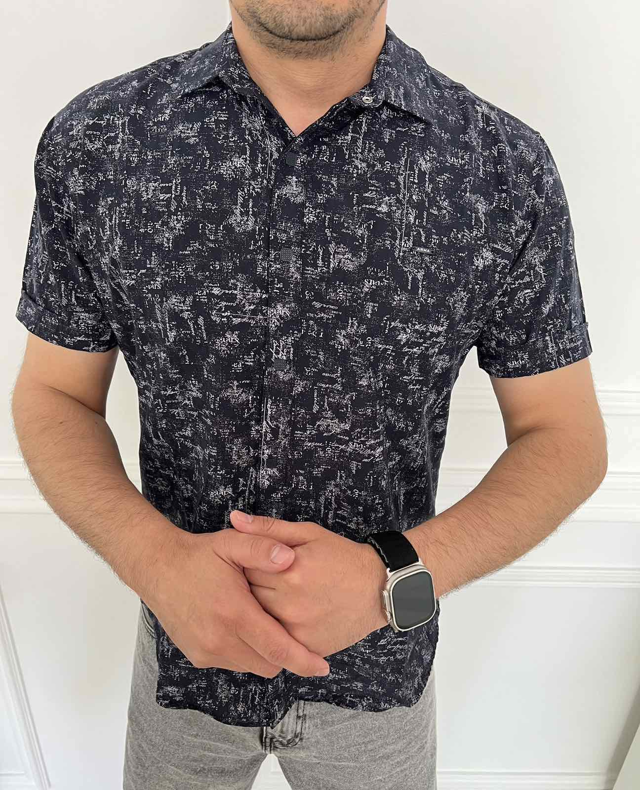 Рубашка Nik (L-2XL) 34404 black (лето)