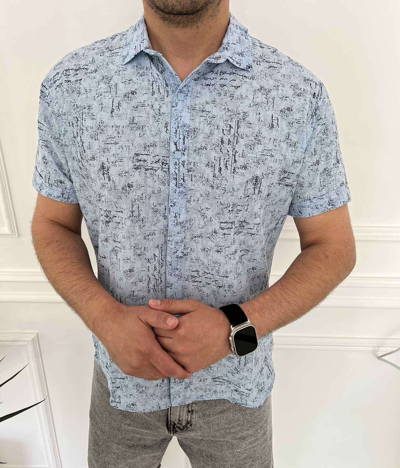 Рубашка Nik (L-2XL) 34406 l.blue (лето)