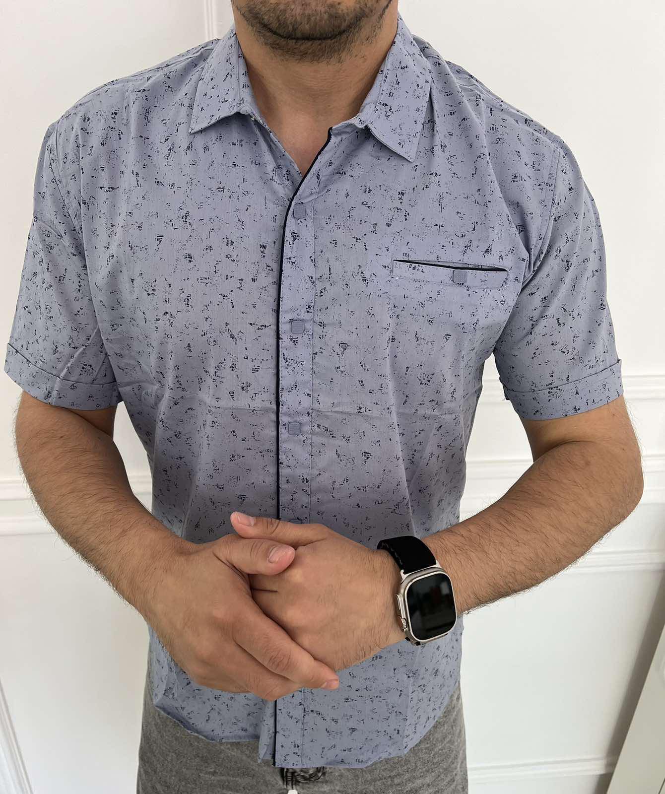 Рубашка Nik (L-2XL) 34411 blue (лето)