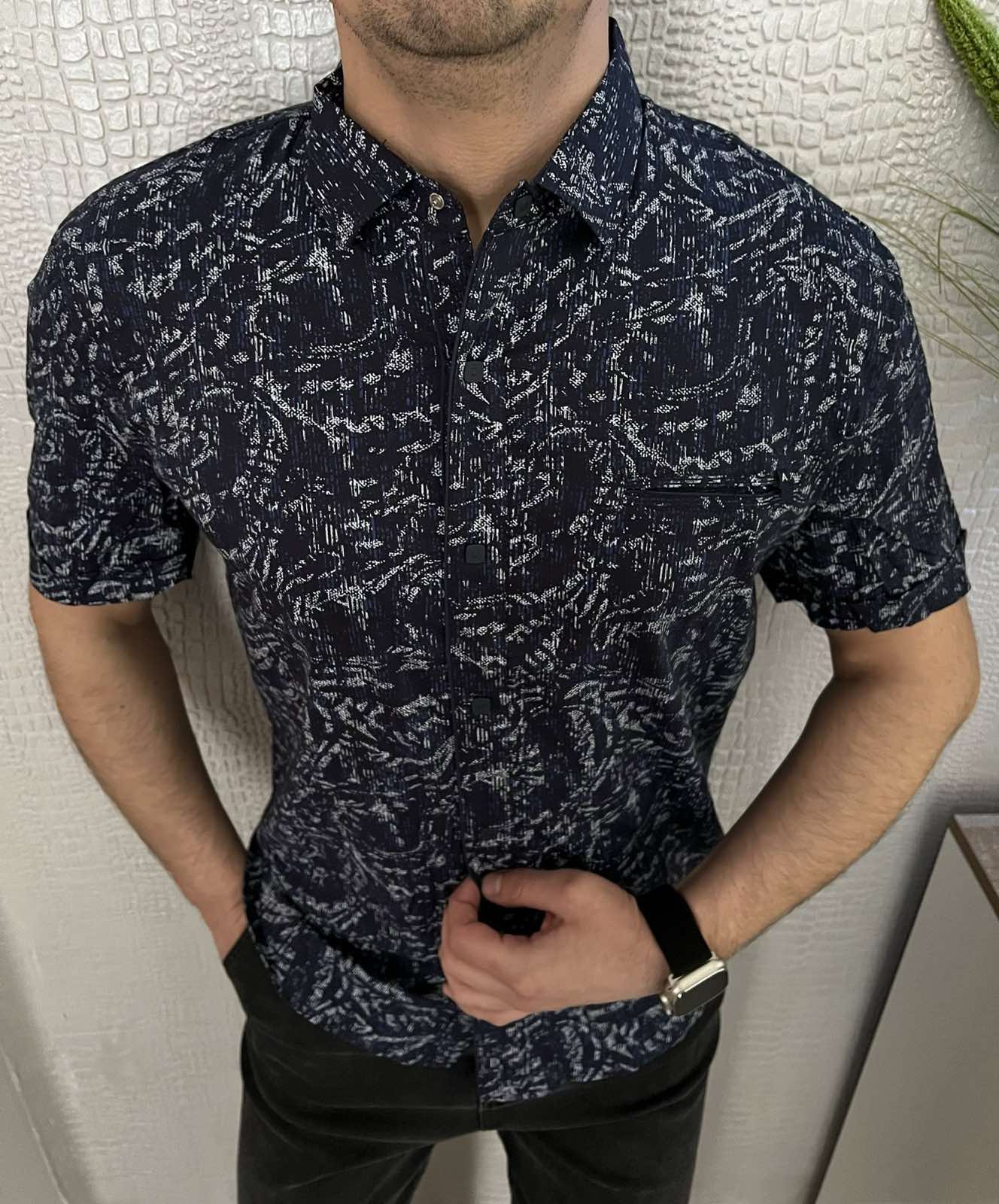 Рубашка Nik (L-2XL) 34423 navy (лето)