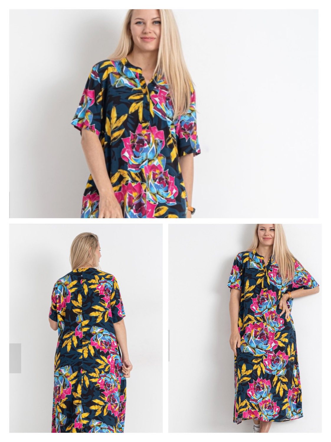 Платье BASE (2XL-6XL) CL827 blue (лето)