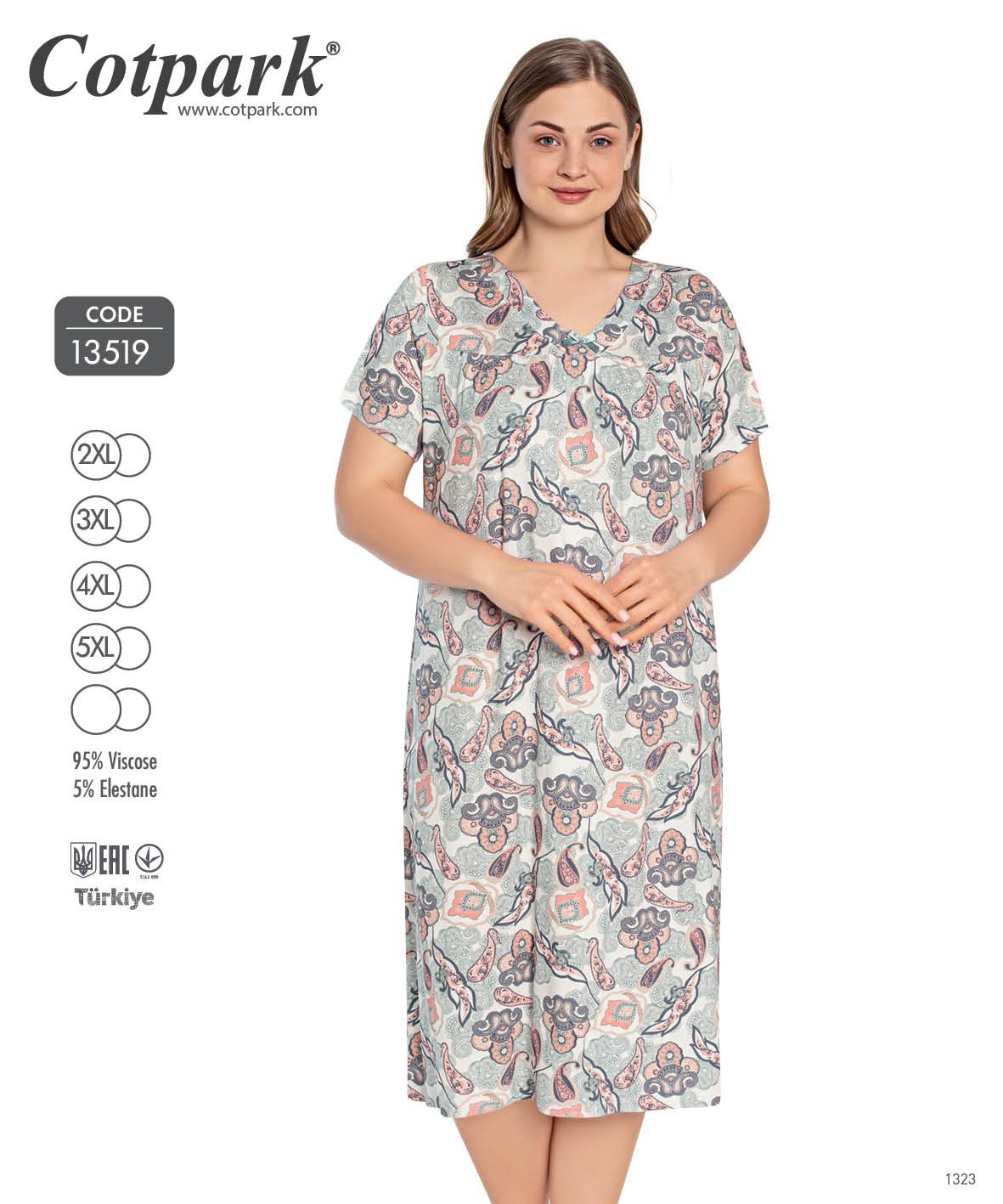 Ночнушка Disneyopt (2XL-5XL) 13519 grey (лето)
