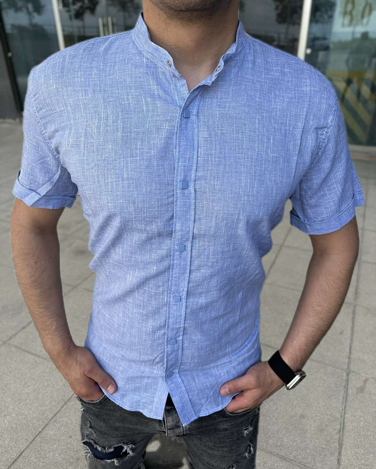 Рубашка Nik (3XL-6XL) 54715 l.blue (лето)