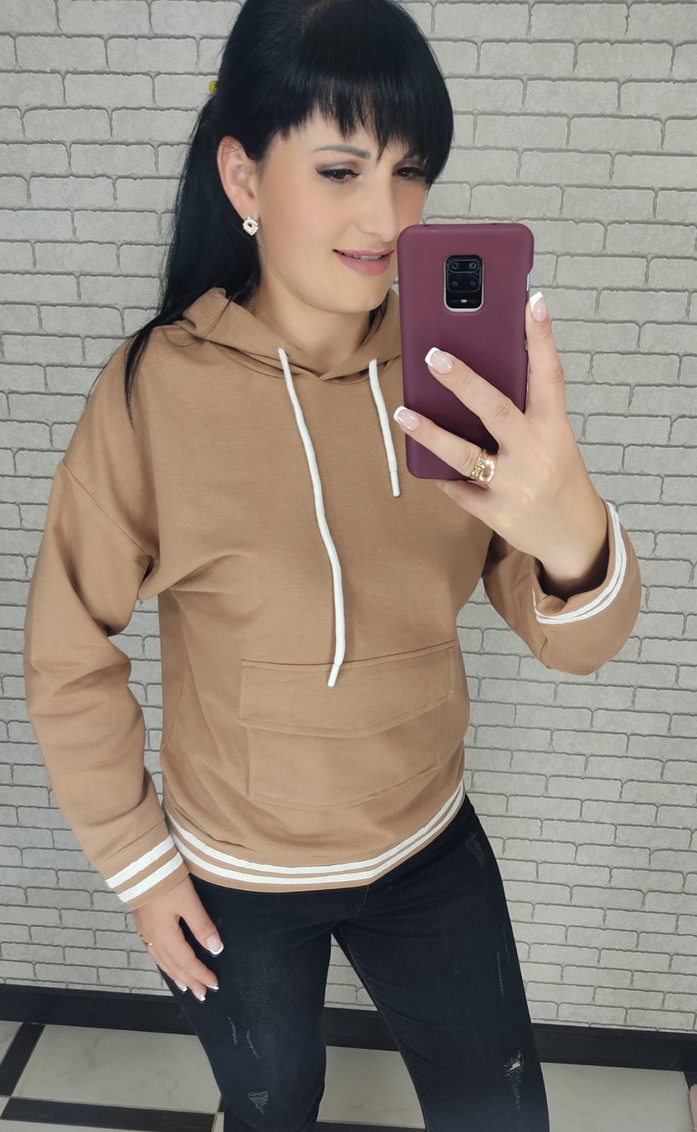 Худи Shipi (S-XL) 2949 beige (деми)