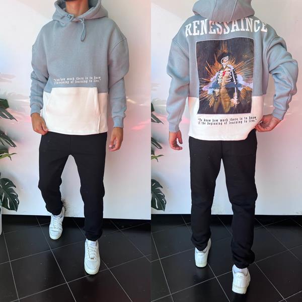 Худи Three Black (S-XL) 1631 l.blue (зима)