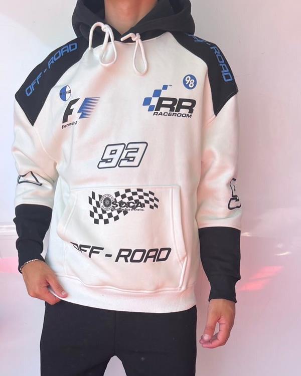 Худи Three Black (S-XL) 1635 white (зима)