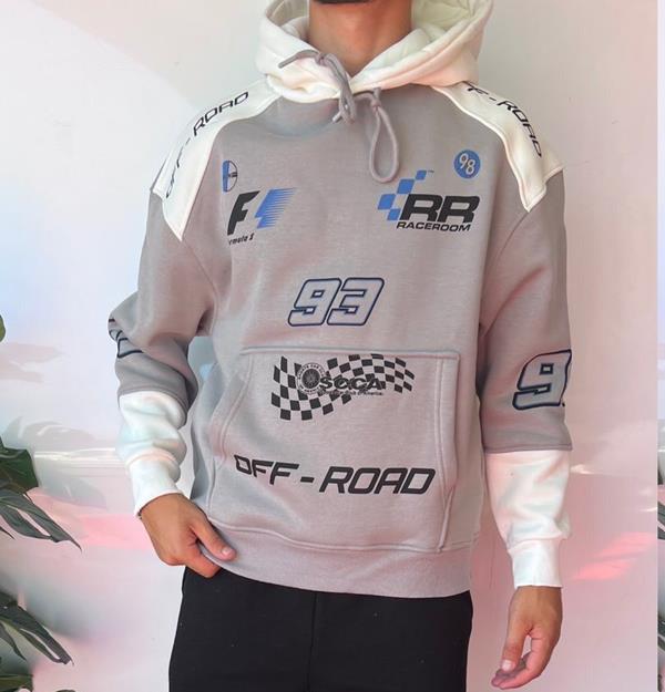 Худи Three Black (S-XL) 1636 grey (зима)