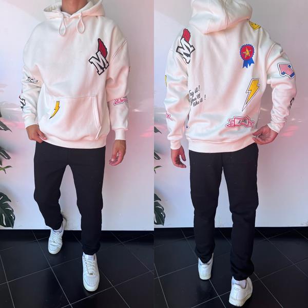 Худи Three Black (S-XL) 1643 white (зима)