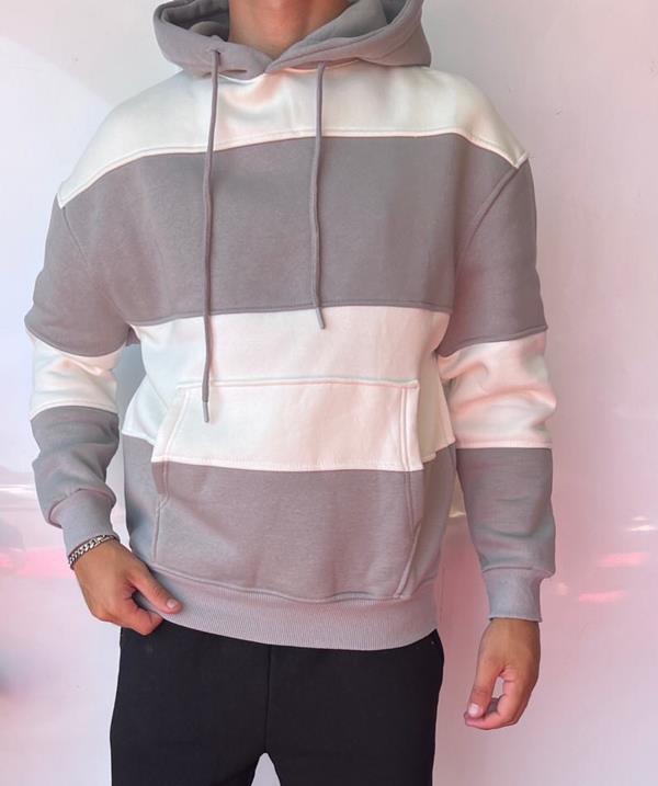 Худи Three Black (S-XL) 1645 grey (зима)