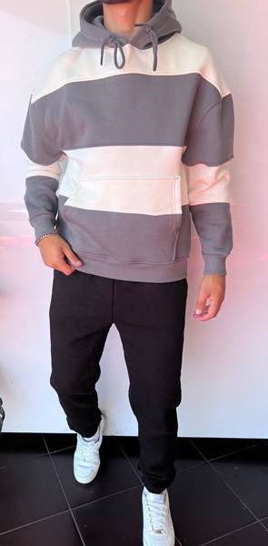 Худи Three Black (S-XL) 1648 grey (зима)