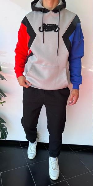 Худи Three Black (S-XL) 1651 grey (зима)
