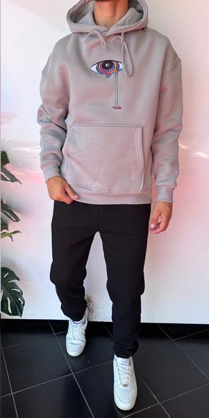 Худи Three Black (S-XL) 1653 grey (зима)