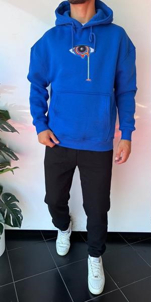 Худи Three Black (S-XL) 1654 blue (зима)