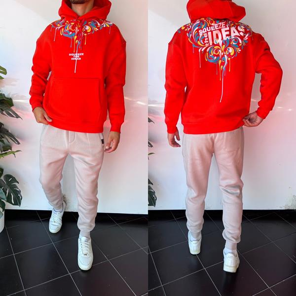 Худи Three Black (S-XL) 1660 red (зима)