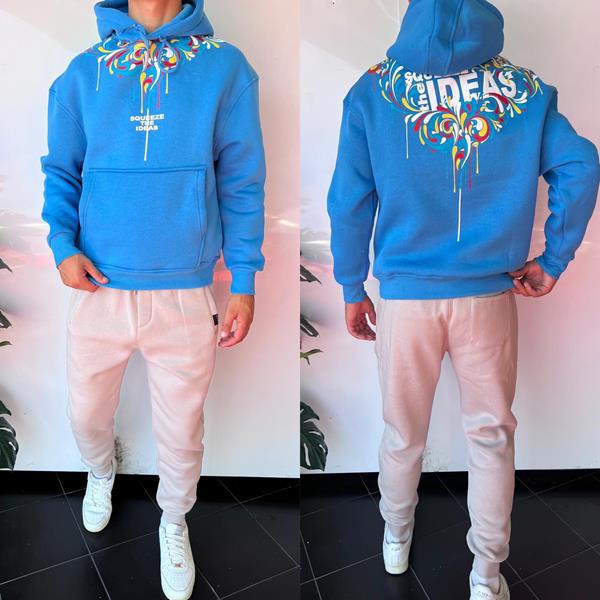 Худи Three Black (S-XL) 1662 l.blue (зима)