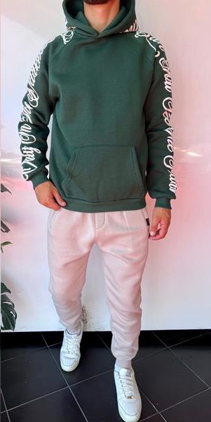 Худи Three Black (S-XL) 1667 khaki (зима)