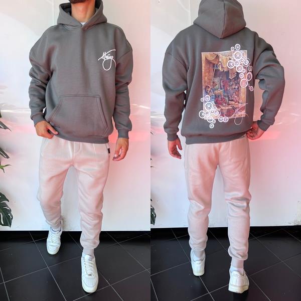 Худи Three Black (S-XL) 1678 grey (зима)