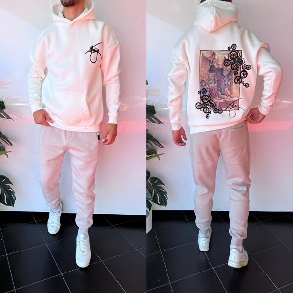 Худи Three Black (S-XL) 1679 white (зима)