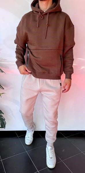 Худи Three Black (S-XL) 1692 brown (зима)