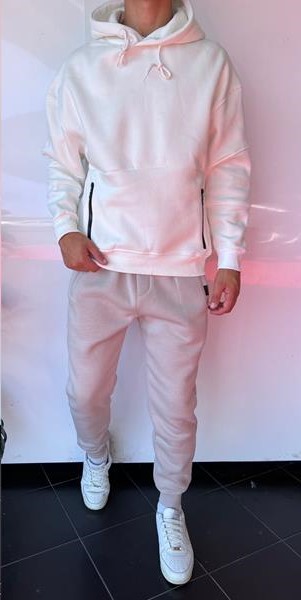 Худи Three Black (S-XL) 1699 white (зима)