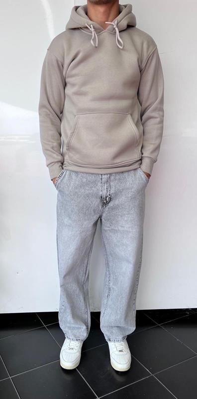 Худи Three Black (S-XL) 1717 beige (зима)