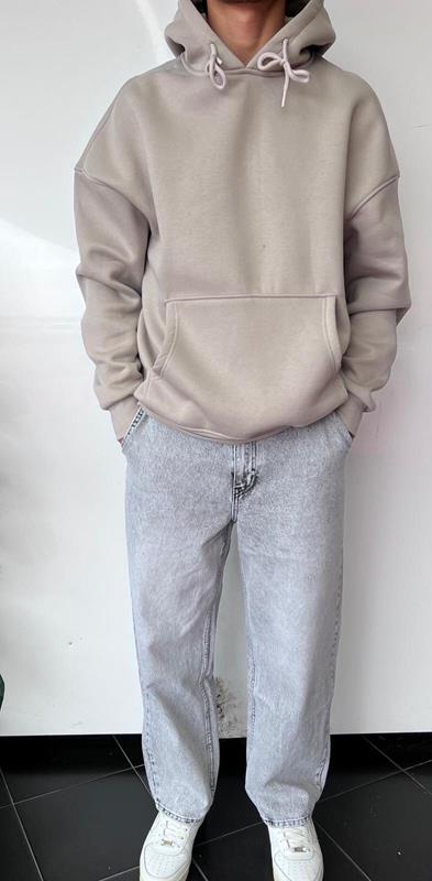 Худи Three Black (S-XL) 1718 beige (зима)