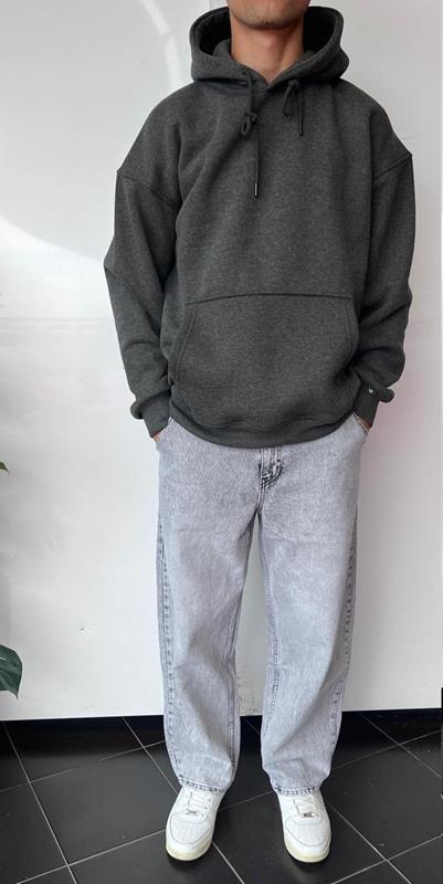 Худи Three Black (S-XL) 1720 d.grey (зима)