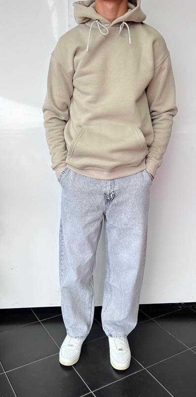 Худи Three Black (S-XL) 1721 beige (зима)