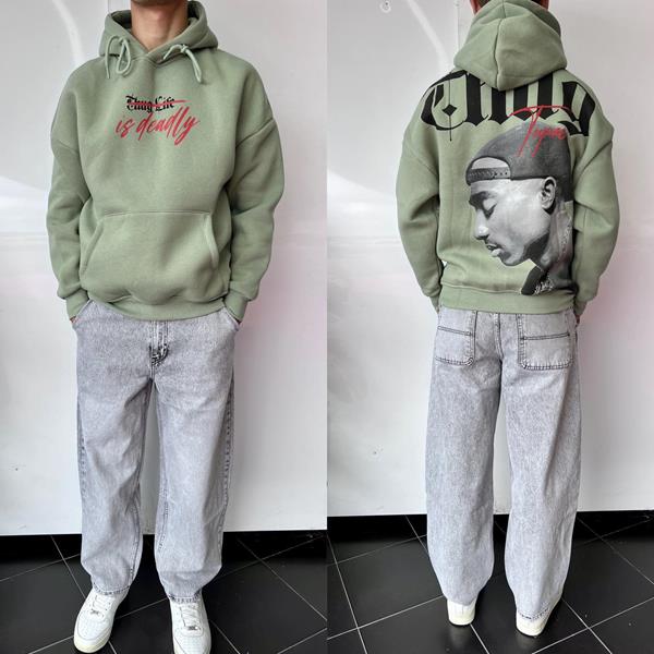 Худи Three Black (S-2XL) 1785 mint (зима)