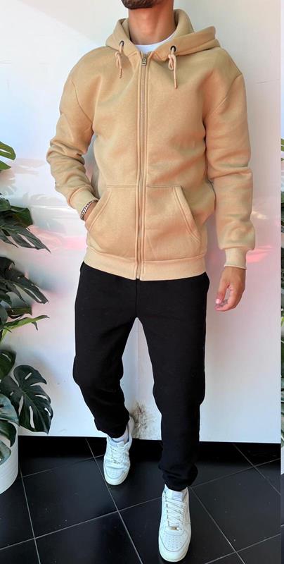Кофта спорт Three Black (S-2XL) 1798 beige (зима)