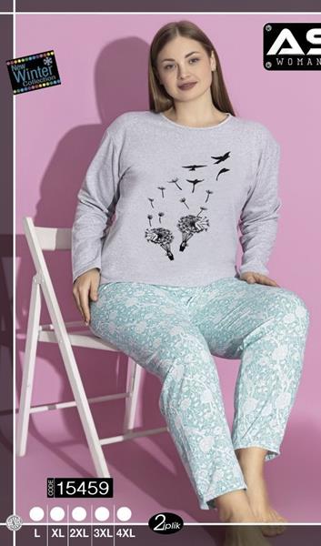 Пижама HomeWear (L-4XL) 15459 grey (зима)