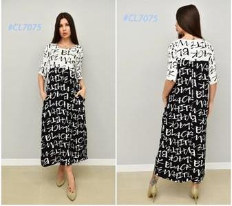 Платье BASE (2XL-6XL) C7075 black (лето)