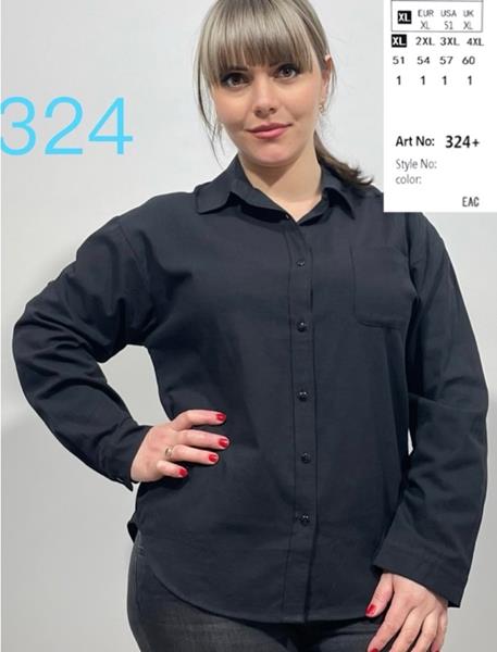 Рубашка BASE (XL-4XL) 324+ black (деми)