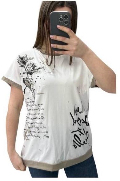 Футболка Novetly Store (48-56) 25017 white-khaki (лето)