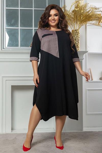 Платье Seven Zikina (50-64) 900 black-beige (деми)