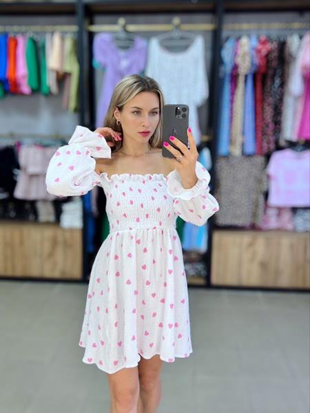 Платье Arina (42-48) 1510 white-pink (лето)