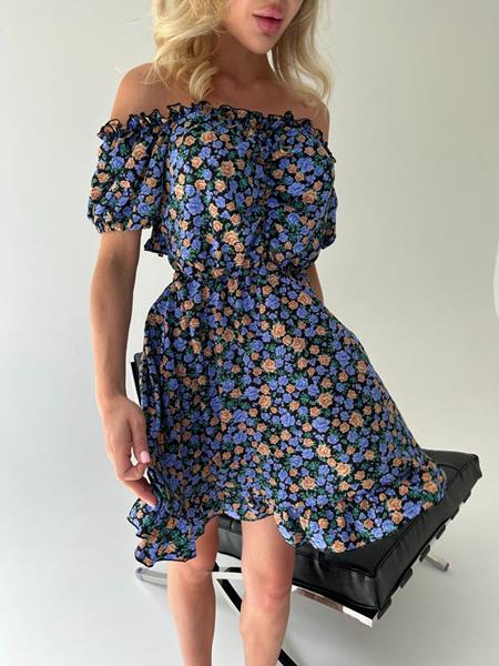 Платье Arina (42-48) 6214 black-l.blue (лето)