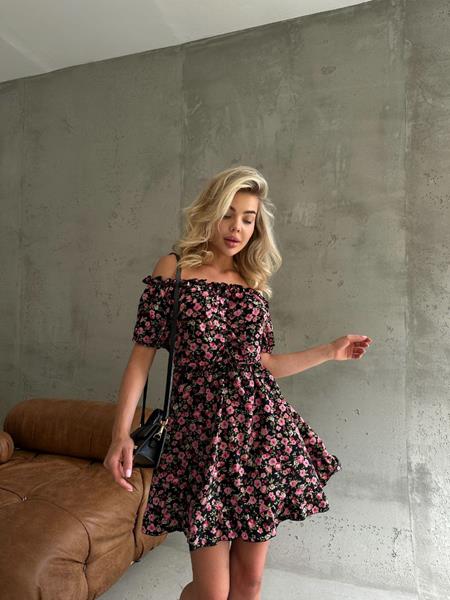 Платье Arina (42-48) 6214 black-pink (лето)