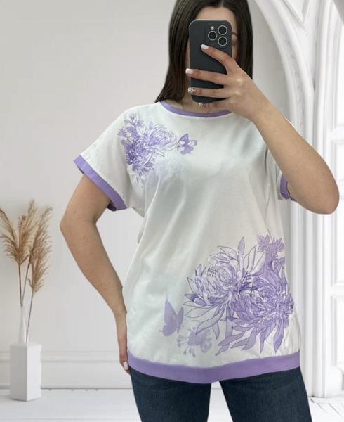 Футболка G.L.S.A (48-56) 25019 white-lilac (лето)