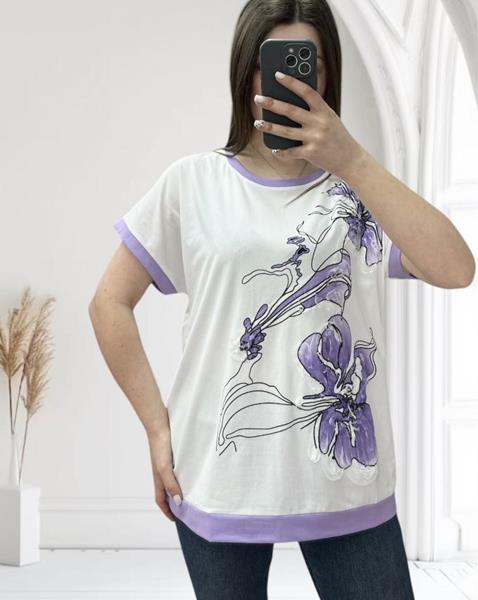 Футболка G.L.S.A (48-56) 25018 white-lilac (лето)