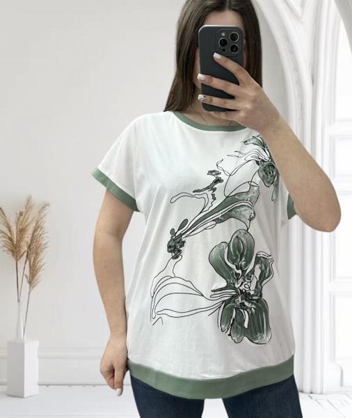 Футболка G.L.S.A (48-56) 25018 white-green (лето)