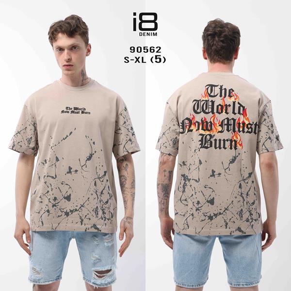 Футболка Three Black (S-XL) 90562 beige (лето)