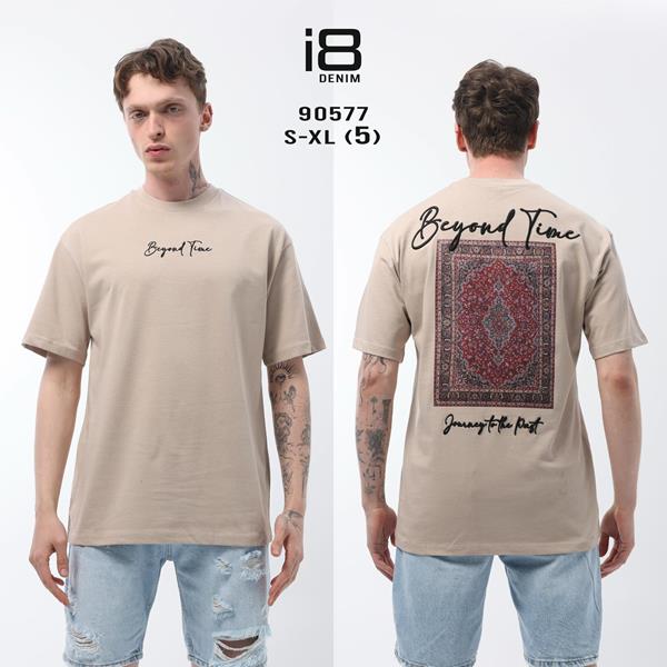 Футболка Three Black (S-XL) 90577 beige (лето)