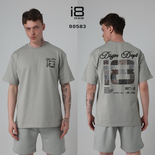 Футболка Three Black (S-XL) 90583 grey (лето)