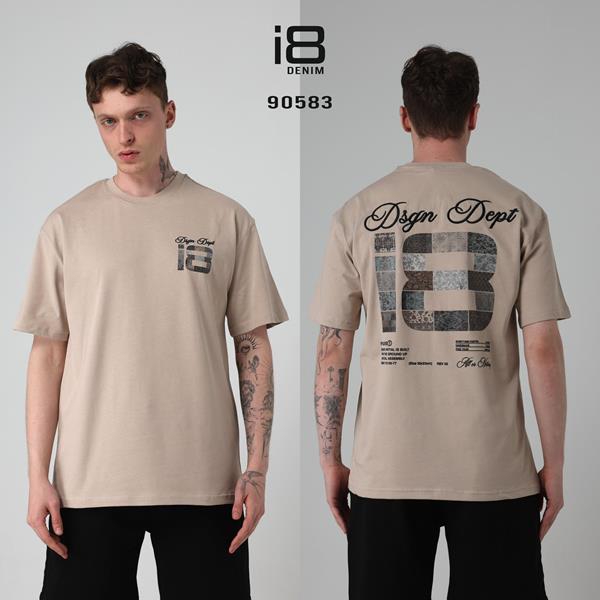Футболка Three Black (S-XL) 90583 beige (лето)